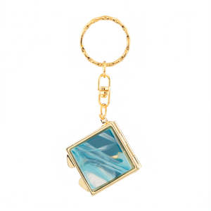Square <b>Acrylic</b> Compact <b>Mirror</b> Keychain Double Sided Folding Makeup <b>Mirror</b> High Reflectivity Blue - Product Image 3