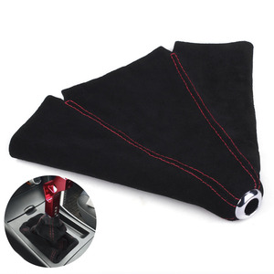 RASTP Car Gear <b>Knob</b> Cover Pu Material <b>Black</b> Red Stitching Washable Universal Fit - Product Image 1