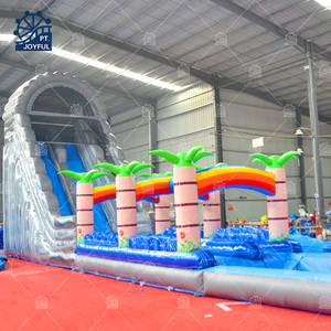 Toboggan aquatique gonflable géant en marbre argenté pour l'extérieur, avec piscine et palmiers gonflables, pour les aires de jeux pour enfants, directement de l'usine - Product Image 6