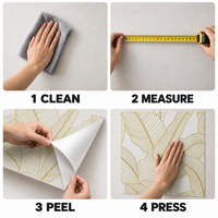 Papier peint autocollant blanc à motif feuille d'or 60x60cm avec surface en PET et mousse IXPE pour murs intérieurs