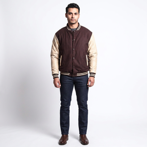 Custom Logo Front 100% Cotton High Quality Long Sleeve <b>Baseball</b> <b>Jacket</b> <b>for</b> <b>Men</b> Winter Letterman Varsity College OEM - Product Image 1