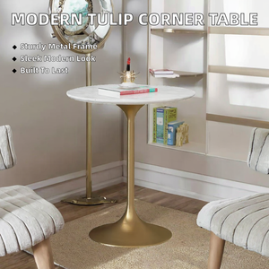 Modern Style Tulip Design Durable Iron Corner Table <b>Metal</b> Frame for Living Room Balcony Coffee Dining Non-Foldable Home - Product Image 2