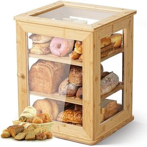 Boîte à pain en bambou Zhenyuan 5 lbs, trois niveaux, conteneur de rangement réglable pour comptoir de cuisine, présentoir alimentaire pour boulangerie - Product Image 2