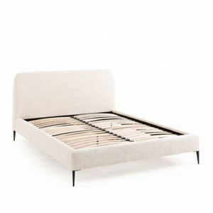 Base de Cama Moderna de Perfil Bajo con Plataforma de Tela Ecológica, Patas Metálicas Delgadas, Lujo en Terciopelo Teddy, con Almacenamiento, Tamaño King - Product Image 3