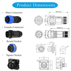 Jnicon M25 <span class=keywords><strong>3</strong></span>ピンコネクタワイヤー防水コネクタ女性男性用プラグコネクタIp67プッシュロックコネクタ - Product Image 3