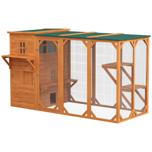 Spacious Luxury Modern Wooden <strong>Cat</strong> House <strong>Outdoor</strong> <strong>Cat</strong> Cage <strong>Enclosure</strong> Run Weatherproof Roof Multi-Level Platforms for <strong>Cats</strong> Kittens - Product Image 1