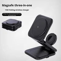 Chargeur sans fil compact pliable magnétique, écologique, en ABS, compatible avec les écouteurs Apple, la montre, multifonctionnel, rapide