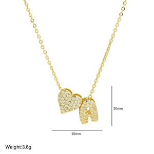 Модное маленькое ожерелье в виде сердца с буквой и цирконием - Product Image 5