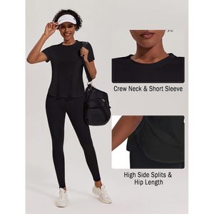 Camiseta Deportiva de Manga Corta para Mujer, Talla Grande, Camiseta de Tenis con Aberturas Laterales, Protección UV, Ropa Deportiva Activa - Product Image 4