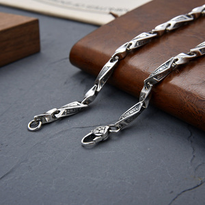 Pulsera y Collar de Plata de Ley S925 al por Mayor para Hombre, Estilo Retro, con Mantra <span class=keywords><strong>Om</strong></span> Mani <span class=keywords><strong>Padme</strong></span> Hum, Joyería Punk Rock Hiphop - Product Image 4
