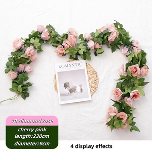 ZhiXia gros personnalisé coloré soie tissu plastique 10 Rose rotin pointe artificielle Rose rotin mariage jardinage décoration - Product Image 3