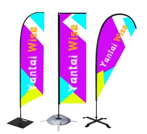 Teardrop flying banner beach flagpole sale now open house car wash swooper custom printed feather flag with spike base
