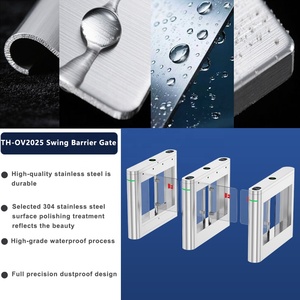ประตูเหล็กสแตนเลสแบบเปิดปิดอัตโนมัติ ระบบควบคุมการเข้าออกคนเดินเท้าด้วย RFID NFC คิวอาร์โค้ด และระบบจดจำใบหน้า พร้อมประตูหมุน - Product Image 2