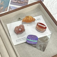 Pince à Cheveux Décorative pour Enfants, Série Paillettes Pâtisserie, en Résine, Mini-Donut Cornet, pour Coiffure de Noël