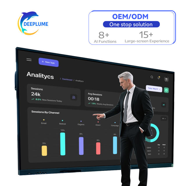 LOW MOQ ODM 2K Android OPS 65 Inch Interactive Display Smart Board Touch Screen Monitor with Whiteboard Smart Board for Meeting