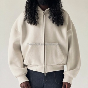 Vêtements personnalisés de haute qualité, sweat à capuche court pour hommes, vestes zippées, sweat à capuche en molleton lourd 500 g/m², fabricant - Product Image 1