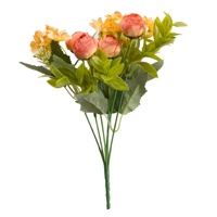 7-takken klein boeket kunstmatige theeroosjes, zijden bloemenboeket voor thuis, bruiloft, feest, DIY bloemendecoratie