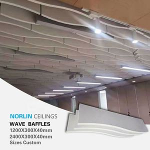 Panneau acoustique suspendu directement au plafond. Panneaux <span class=keywords><strong>de</strong></span> plafond en fibre <span class=keywords><strong>de</strong></span> verre, panneaux en fibre ignifuges classe A2, suspension verticale. - Product Image 4