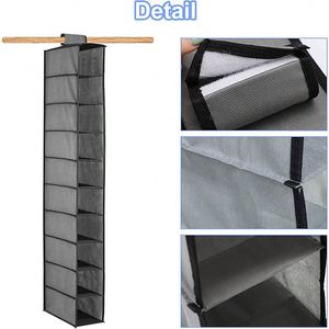 Customized 10-Layer Multifunctional Foldable Closet Systems Wardrobe Storage with <b>Shoes</b> Bag Compartments and Hanging Organizer - Product Image 3