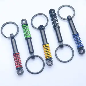 Creative Car parts Accessories Key Chain Compressible Spring Shock Absorber Keychain 3D Metal key chains