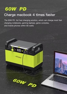 Portable Power Station 1200W/1008Wh LiFePO4 Battery Quick <b>Charge</b> 1.5H 6 AC Outlets UPS <b>Solar</b> Generator Home Camping Car MPPT - Product Image 4