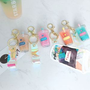 Lindo llavero de acrílico con forma de taza de té de burbujas, dije de bebida de té boba, llavero de botella de bebida líquida con perla de coco - Product Image 3