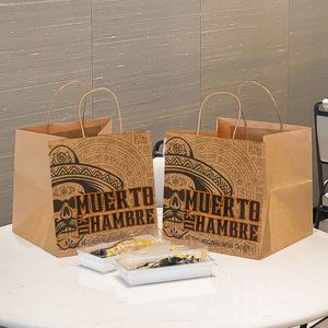 Sacs en papier kraft personnalisés, écologiques, biodégradables, recyclables, jetables, pour emporter, pour la restauration rapide, les burritos, les sushis, les tacos - Product Image 1