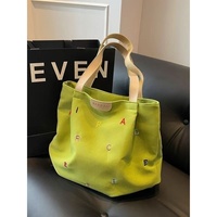 Sac fourre-tout en toile grande capacité pour femme, nouvelle collection 2025, tendance, avec lettres brodées, fermeture éclair, idéal pour étudiante, loisirs et voyage