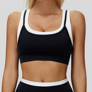 Brassière de sport pour femmes, débardeur, colorblock, longline, brassière de yoga, rembourrée, décontractée, avec soutien-gorge intégré - Product Image 3
