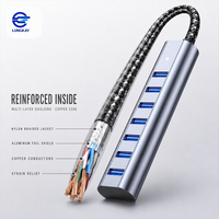 LUNGKAY Hub USB 3.2 Gen1 7 ports en alliage d'aluminium, répartiteur OEM ODM, logo personnalisé, vente en gros, approvisionnement en vrac pour ordinateur portable, PC de bureau