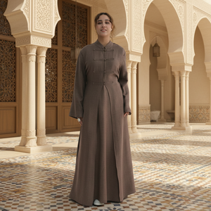 elegant abaya dress for wedding Luxury Wedding Abaya 3-Piece Bridal Abaya Set Sage Gray / M