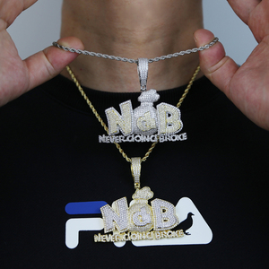 2023 baru modis Hip Hop pria kalung liontin es Bling kubik huruf zirkon dua nada berlapis perhiasan untuk pesta pernikahan - Product Image 5