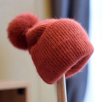 Konijnenhaar Muts Winter Beanie Hoeden Op Maat Voor Vrouwen Met Bont Zachte En Warme Hoed