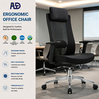 Chaises de bureau ergonomiques confortables en maille, hauteur réglable, appui-tête, accoudoirs, soutien lombaire, dossier respirant, chaise de bureau pivotante
