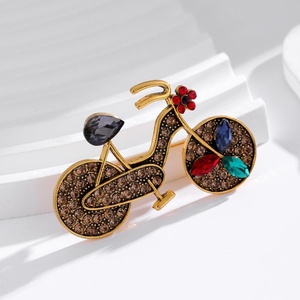 Broche de vélo en strass motif floral, épinglette de blazer, accessoire de mode pour manteau et écharpe, cadeau, vente en gros et au détail, boutique - Product Image 5
