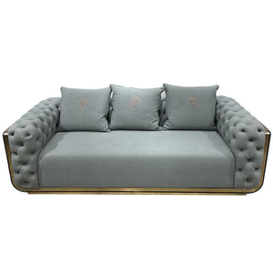 Juego de Sofás Modernos de Lujo para Hotel y Sala de Estar 2024, Sofá <span class=keywords><strong>Cama</strong></span> Tapizado en Madera con Botones, 1+2+3 Plazas - Product Image 1