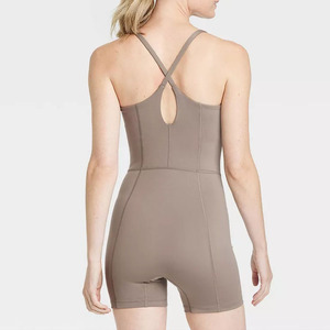 OEM Custom Logo Manufacturers Lightweight Onesie Slim Fit Contours Oversize <strong>Yoga</strong> Bodysuit Romper for Women