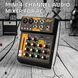 ขายตรงจากโรงงาน มิกเซอร์เสียงบลูทูธขนาดเล็ก 4 ช่อง | มิกเซอร์เสียงแบบปรับได้แบบมีสายสำหรับการถ่ายทอดสดคาราโอเกะที่บ้าน - Product Image 2