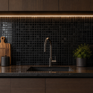 Absolute Black Granite Polished Durable <b>Mosaic</b> Tile 5/8x5/8 Minimalist Design Surface Finish for Kitchen Staircase Use UNION - Product Image 4