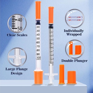 Seringues d'<span class=keywords><strong>insuline</strong></span> stériles jetables U-40 VetRx 3/10cc 1/2cc 1cc pour usage vétérinaire, aiguilles 29G 30G 31G 8mm 5/16'' 12.7mm 1/2'' pour animaux de compagnie - Product Image 4