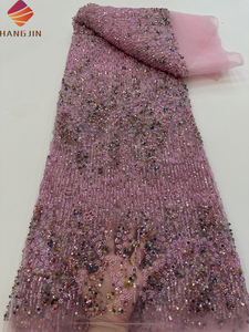 Tessuto di pizzo africano 2025 di alta qualità di lusso in <span class=keywords><strong>Tulle</strong></span> con perline tessuto di cristallo strass <span class=keywords><strong>ricamato</strong></span> tessuto di pizzo <span class=keywords><strong>per</strong></span> abito da festa - Product Image 3