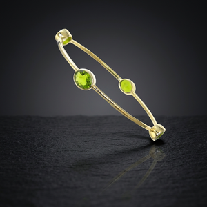 สร้อยข้อมือกําไลข้อมืออัญมณีแฮนด์เมดพร้อมอัญมณีไฮโดร Peridot กลม สร้อยข้อมือลําลองและสปอร์ตเคลือบทองสําหรับผู้หญิง - Product Image 2