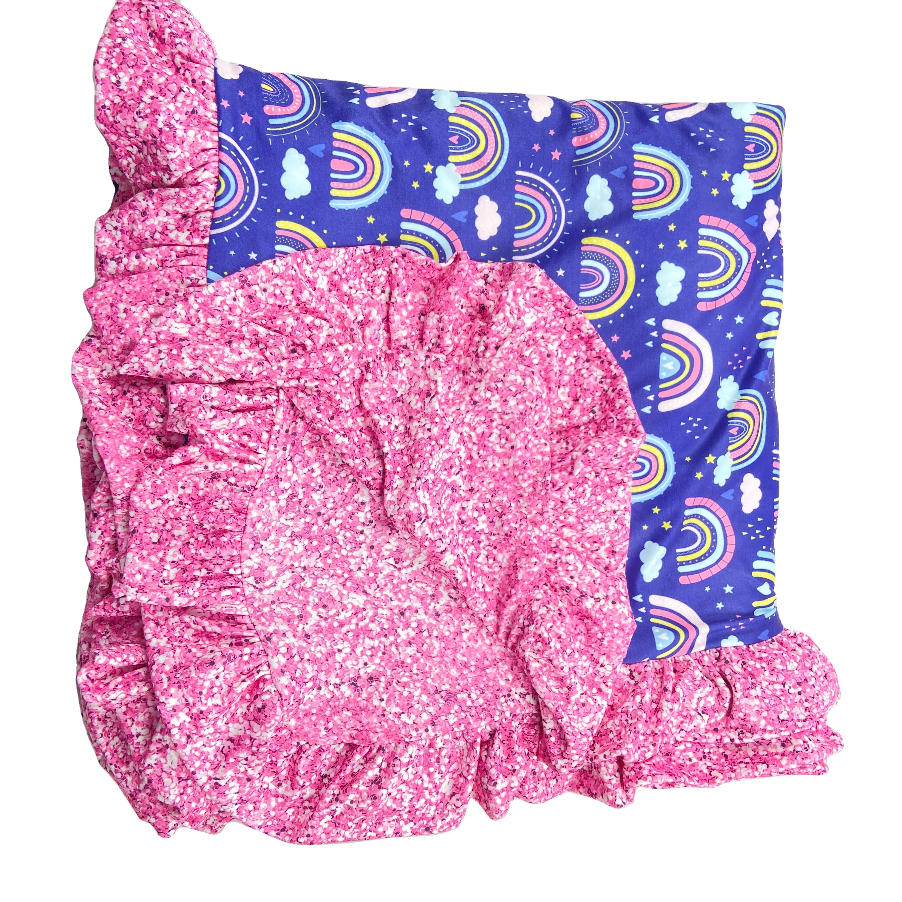 Хлопковое розовое Радужное печатное фиолетовое молочное шелковое одеяло с оборками детское мягкое постельное одеяло мягкое одеяло