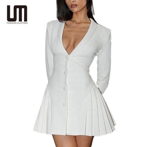 Abito Mini Aderente a Linea A <span class=keywords><strong>con</strong></span> Scollo Profondo a V, Maniche Lunghe, <span class=keywords><strong>Cardigan</strong></span> Sexy da Donna, Nuovo Stile alla Moda <span class=keywords><strong>con</strong></span> Logo Personalizzato Economico - Product Image 1