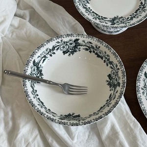 Assiette à pâtisserie vintage en céramique de 10,6 pouces avec motif de roses vertes, style campagnard, support à pâtes italien pour les fêtes - Product Image 5