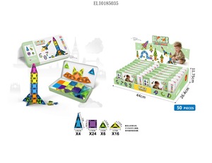 Juego de Bloques de Construcción Magnéticos de 3.75CM, 50 Piezas, Juguete Educativo STEM 3D, Juguete de Construcción Creativa para Niños Pequeños y Preescolares - Product Image 2