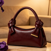 GORFIA Mini Sac à Main Bordeaux avec Poignée Nouée, Petit Sac à Bandoulière pour Femme en Cuir Souple, Sac à Main Tendance pour Mariage et Soirée, Sacoche Élégante pour Dames