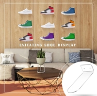 Vente en gros en usine de présentoir mural transparent pour chaussures de sport pour la maison au détail de présentoir mural flottant pour chaussures en acrylique