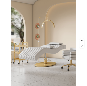 Ensemble de fauteuils de salon populaires pour extensions de cils, table de massage facial moderne en acier inoxydable réglable pour spa et cils - Product Image 3