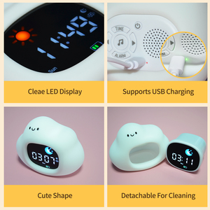 Hot bán bảng đồng hồ kỹ thuật số trẻ em ngủ huấn luyện viên dễ thương đồng hồ báo thức thức dậy ánh sáng đồng hồ thông minh đám mây ánh sáng ban đêm cho trẻ em - Product Image 3